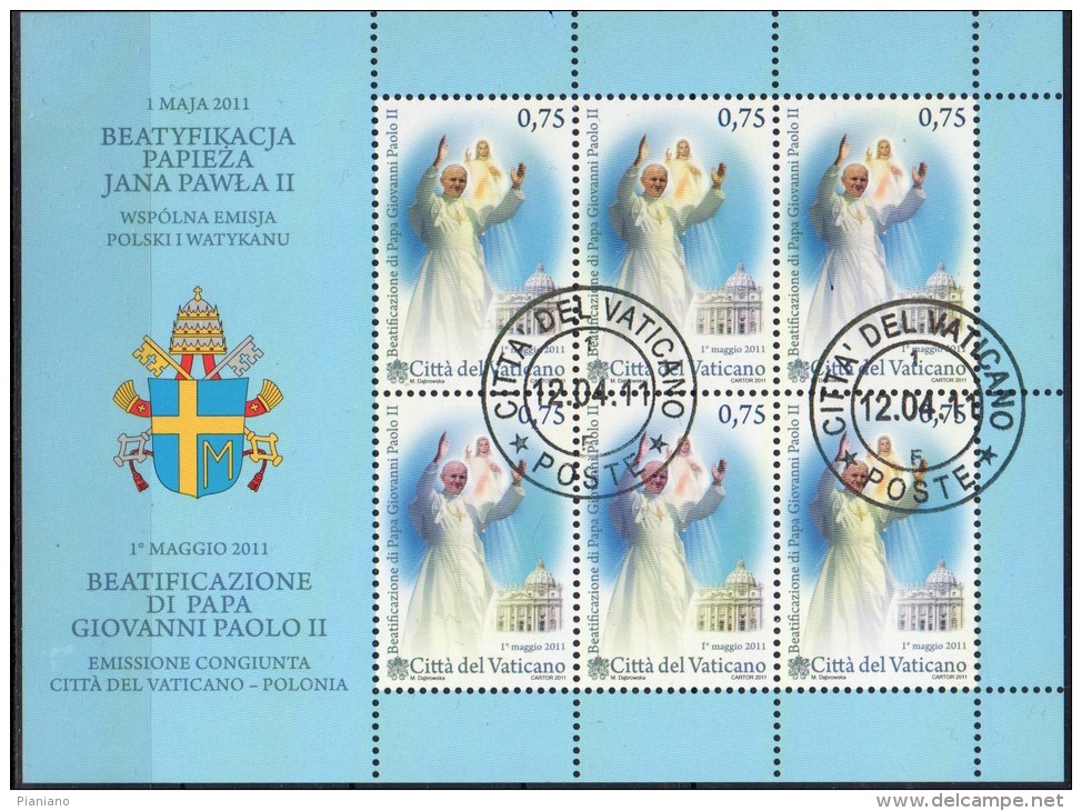 PIA  -  VATICANO - 2011 : Beatificazione Di Papa Giovanni  Poalo II - Foglietto -  BF - MS   (SAS  Bf  101) - Blocks & Sheetlets & Panes