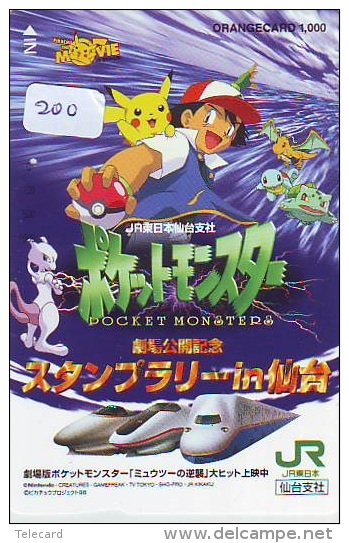 Carte Prépayée Japon * MANGA ANIME * NINTENDO * POKEMON (200) Pikachu Video Game Japan * JR Card * POCKET MONSTERS - Film