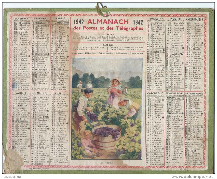 Calendrier Des Postes Et Des  Télégraphes/"Les Vendanges"/PARIS/ France/ 1942            CAL137 - Kleinformat : 1941-60