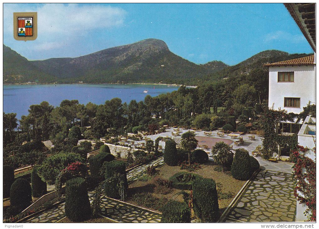 Cp , ESPAGNE , FORMENTOR , Vista Desde El Hotel - Vue De L'Hôtel , Blason - Formentera