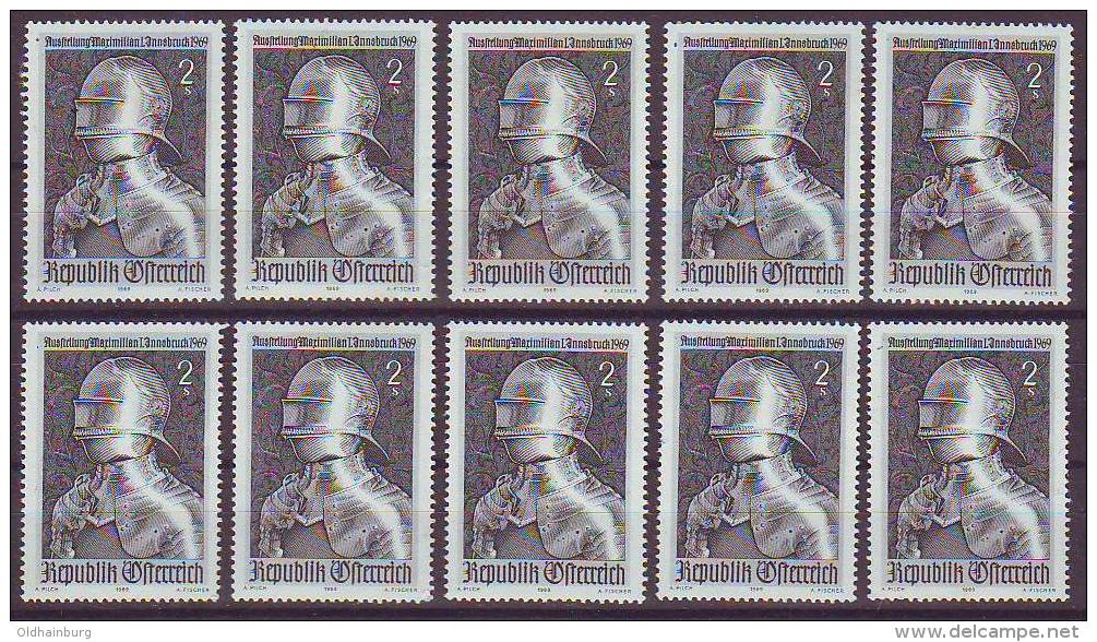 1202z1: Österreich 1969,  Kunsthandwerk Gotischer Harnisch Kaiser Maximilians, 10 ** Ausgaben - Autres & Non Classés