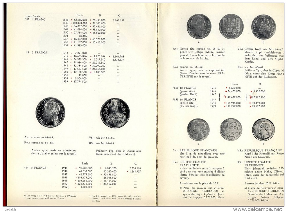 LIVRE # CATALOGUE # LES MONNAIES FRANCAISES DEPUIS 1848 # BARBARA ERNST # 1968 # DIE FRANZOSISCHEN MUNZEN SEIT 1848 # - Literatur & Software