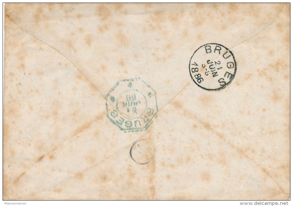 860/21 - Enveloppe De TELEGRAMME BRUGES 1886 - Cachets Postal Et Télégraphique - Timbres Télégraphes [TG]