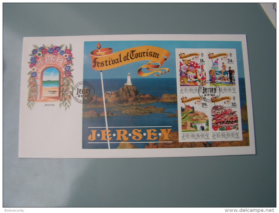 == Jersey FDC 1990  Tourist Festival Block - Jersey