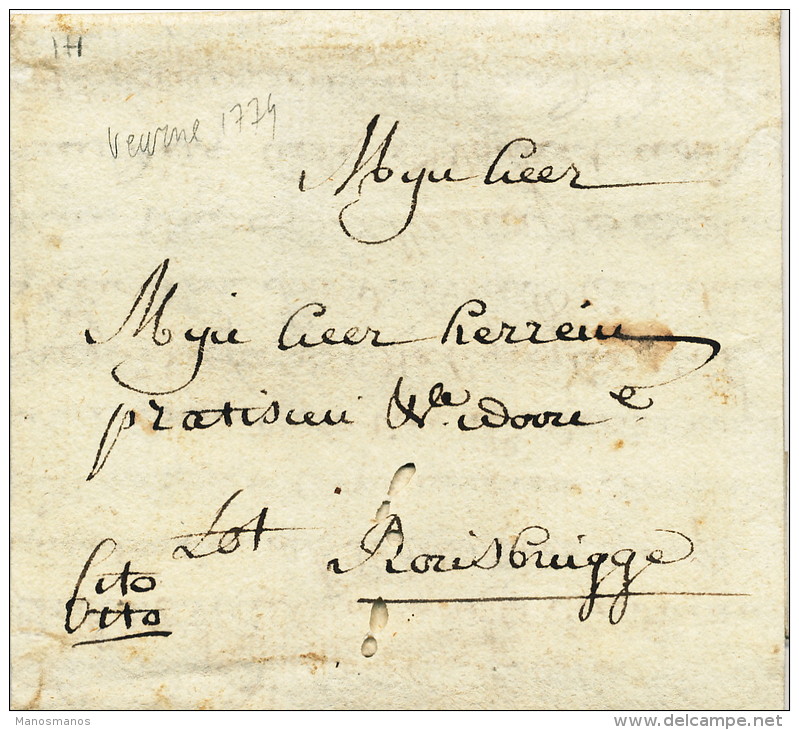 917/21 - Lettre Précurseur Avec Texte - EXPRES Cito Cito - VEURNE 1778 Vers ROUSBRUGGE - Signée De Lorge - 1714-1794 (Austrian Netherlands)