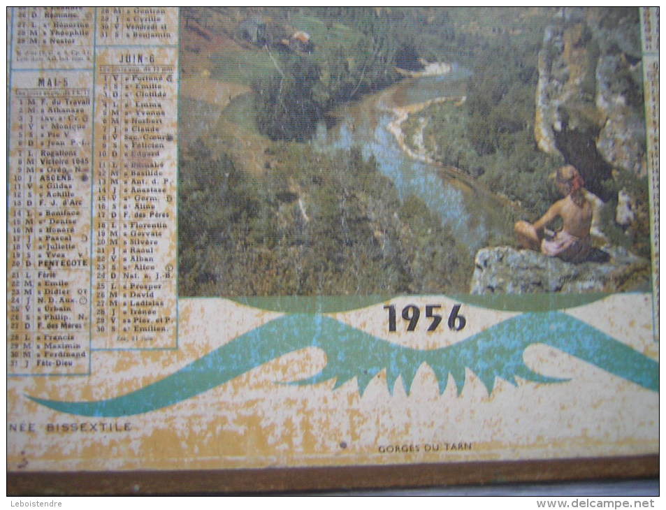 CALENDRIER  OLLER  1956  ALMANACH  ANNEE BISSEXTILLE   GORGES DU TARN  ATTEBNTION AVEC UN VECU IMPORTANT - Big : 1941-60