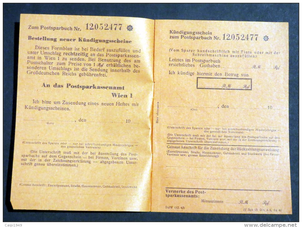Kündigungsscheine Zum Postsparbuch, Komplettes Heft Mit 7 Scheinen - Briefe U. Dokumente