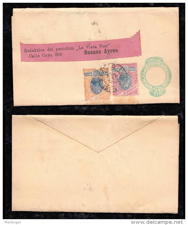 Brazil 1899 Uprated Wrapper With 10R Madurgada Perforation 8,5 To Argentina - Briefe U. Dokumente