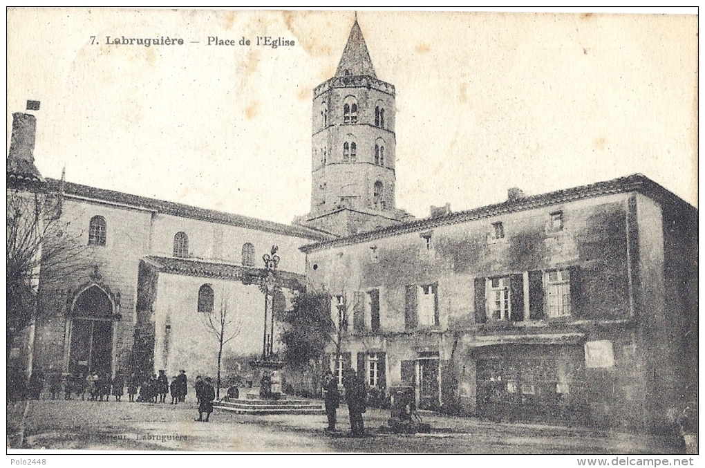 Cpa - Labruguiere - Place De L'église ( En L'état ) - Labruguière