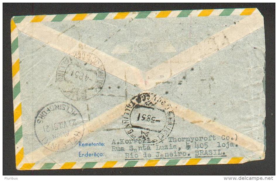BRAZIL BRASIL 1951 THORNYCROFT AIR MAIL RIO GRANDO AEREO TO RUSSIA USSR ESTONIA VIA FINLAND    ,m - Airmail (Private Companies)