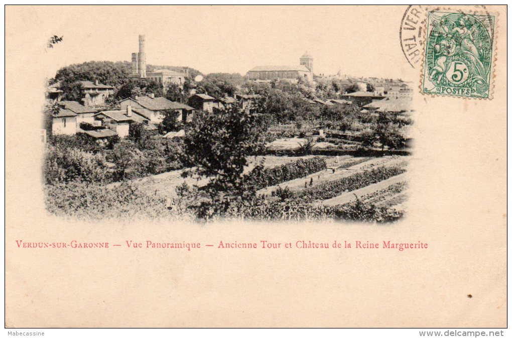 82 Verdun Sur Garonne Vue Panoramique Ancien Chateau De La Reine Marguerite Carte Precurseur - Verdun Sur Garonne