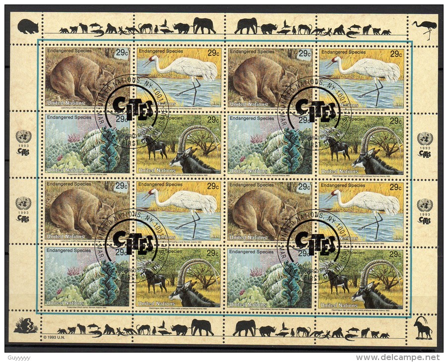 Nations Unies (New-York) - 1993 - Yvert N° 628 à 631 - Protection De La Nature, Feuille Entière - Used Stamps
