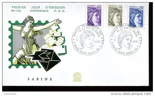 FDC 1/10/79 : SABINE De GANDON (2 Enveloppes) - 1977-1981 Sabine Of Gandon