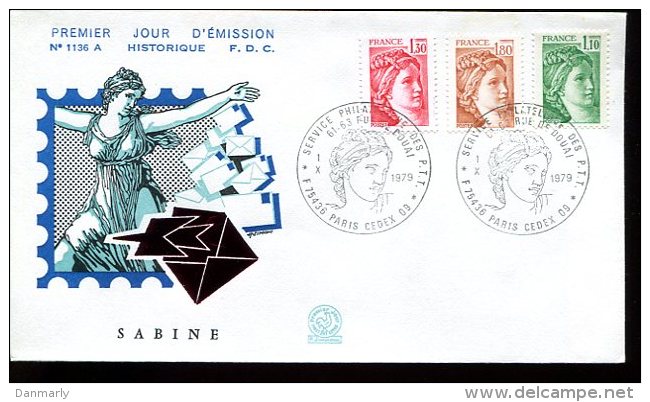 FDC 1/10/79 : SABINE De GANDON (2 Enveloppes) - 1977-1981 Sabine De Gandon