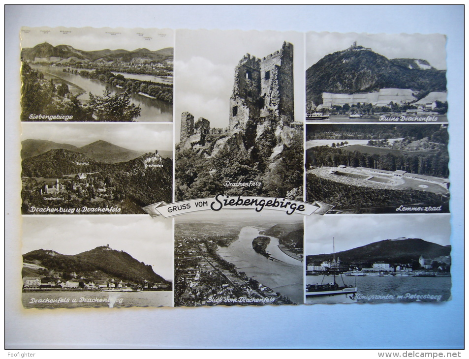 Germany: Siebengebirge - Drachenfels - Mehrbildkarte - 1966 Used Small Format - Drachenfels