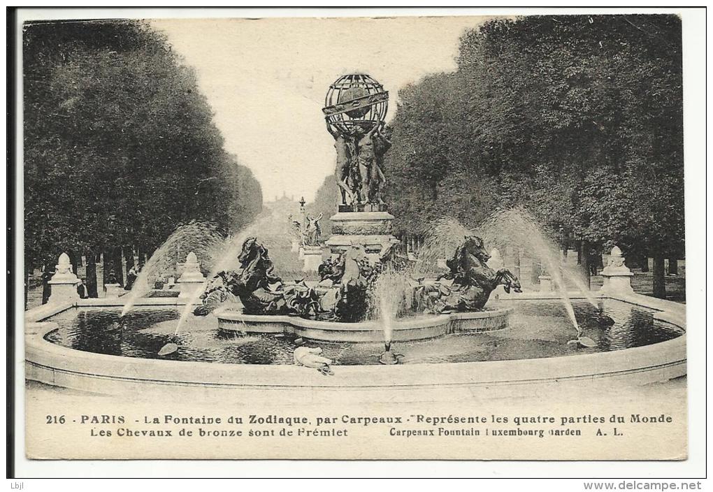 PARIS , 6 ème , La Fontaine Du Zodiaque Par Carpeaux , Représente Les Quatre Parties Du Monde - Altri Monumenti, Edifici