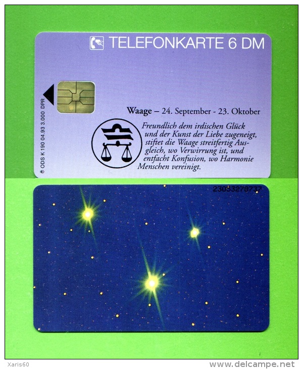 GERMANY: K-190 04/93 From Series Horoskop "Waage 24 Sep - 23 Okt" Unused - K-Series : Série Clients