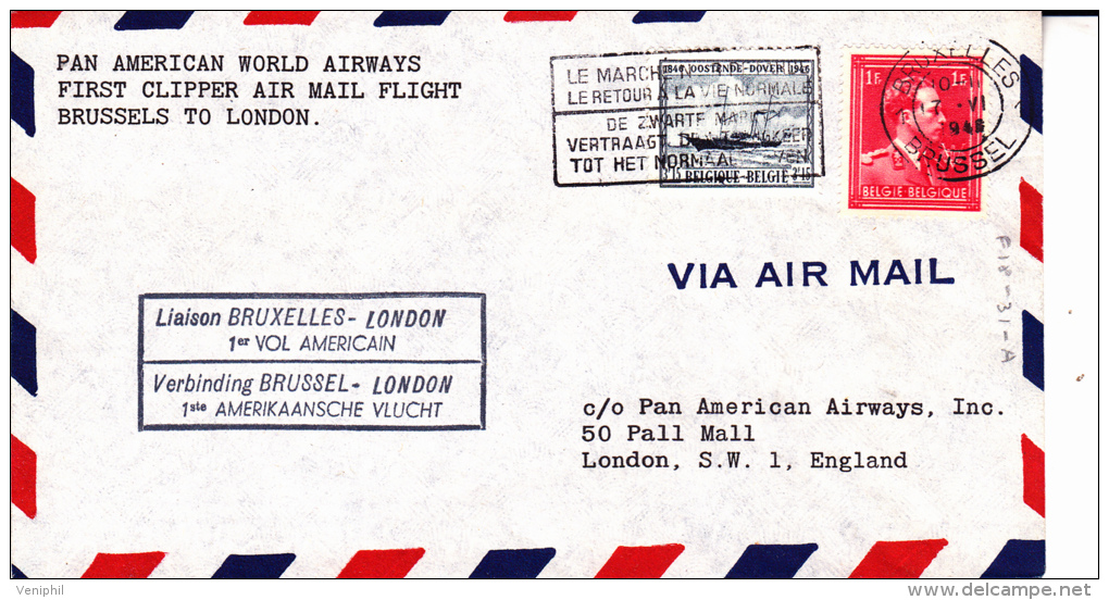 BELGIQUE - -LETTRE PREMIERE LIAISON BRUXELLES -LONDRES -17 JUIN 1946 - Brieven En Documenten