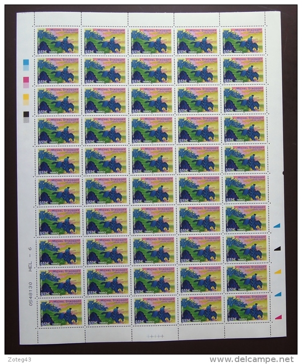 FRANCE 2005 FEUILLE COMPLETE DE 50 TIMBRES HEROS DU ROMAN DE JULES VERNE MICHEL STROGOFF  YT N° 3792** - Full Sheets