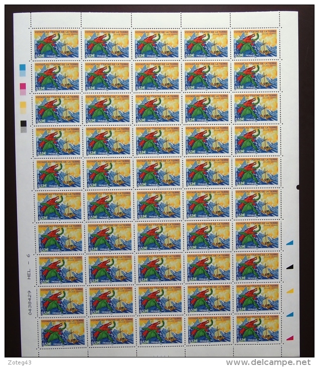 FRANCE 2005 FEUILLE COMPLETE DE 50 TIMBRES ROMAN DE JULES VERNE VOYAGE AU CENTRE DE LA TERRE  YT N° 3791** - Ganze Bögen