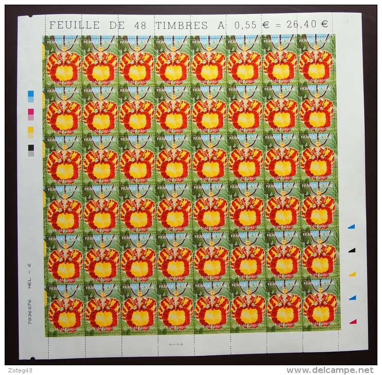 FRANCE 2005 FEUILLE COMPLETE DE 48 TIMBRES ORCHIDEE PAPILLON  YT N° 3765** - Full Sheets