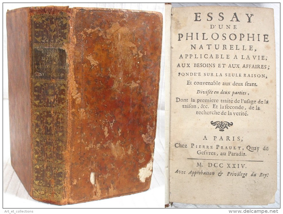 Essay D’une Philosophie Naturelle / Abbé Desfourneaux / Pierre Prault éditeur En 1724 - 1701-1800