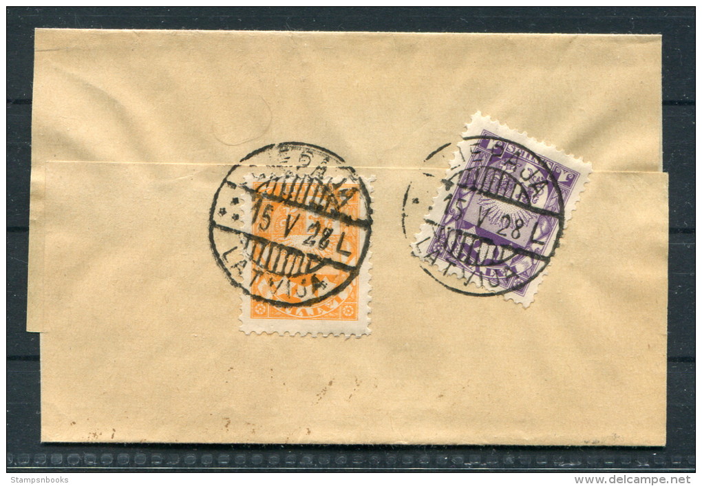 1928 Latvia 1s And 2s Arms And Stars 1928 Liepaja, Latvija Wrapper - Germany - Latvia