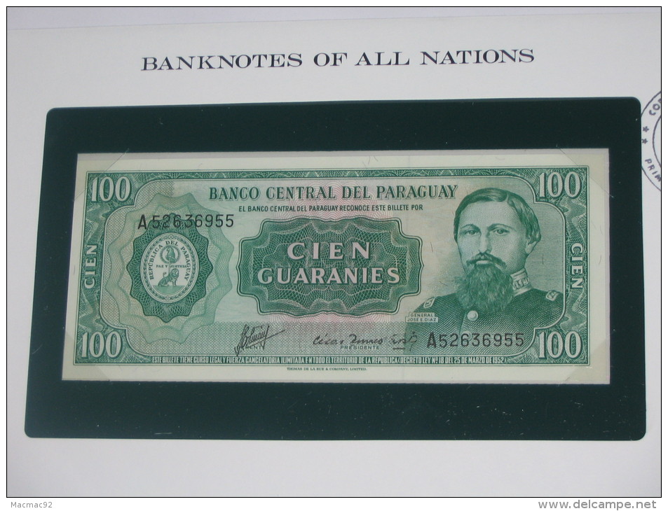 100 Cien Guaranies   - PARAGUAY - Banco Central Del Paraguay  - Billet Neuf - UNC  !!! **** ACHAT IMMEDIAT *** - Paraguay