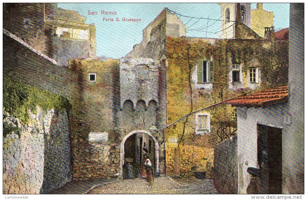 [DC6615] SAN REMO (IMPERIA) - PORTA S. GIUSEPPE - Viaggiata 1909 - Old Postcard - Imperia