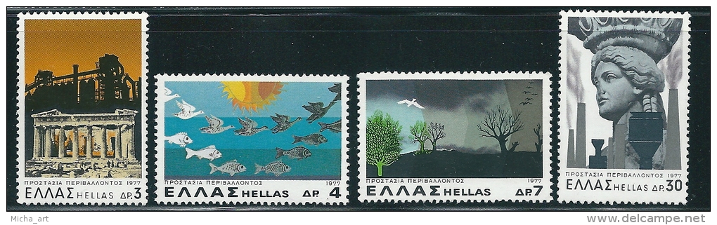 Greece 1977 Enviroment Protection Set Mint No Gum T0565 - Gebraucht