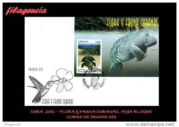 AMERICA. CUBA SPD-FDC. 2011 FLORA & FAUNA CUBANAS. HOJA BLOQUE - FDC