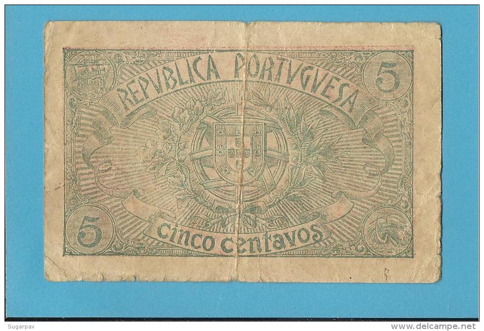 CÉDULA De 5 CENTAVOS - SÉRIE L - ND - Pick 98 - CASA DA MOEDA - PORTUGAL - EMERGENCY PAPER MONEY - NOTGELD - Portugal