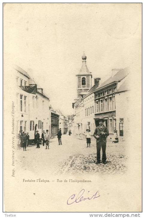 Fontaine L'Evêque - Rue De L'Indépendance - 1902 - Précurseur, Belle Animation ( Voir Verso ) - Fontaine-l'Evêque