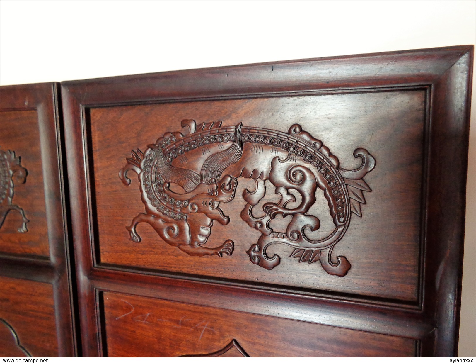 CINA (China): Fine Chinese Panels Screen Made In Hardwood (Rosewood ?) - Arte Orientale