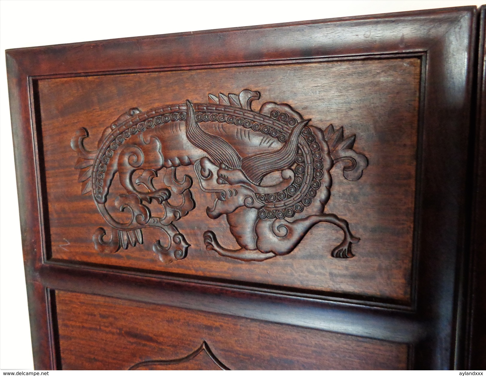 CINA (China): Fine Chinese Panels Screen Made In Hardwood (Rosewood ?) - Arte Orientale