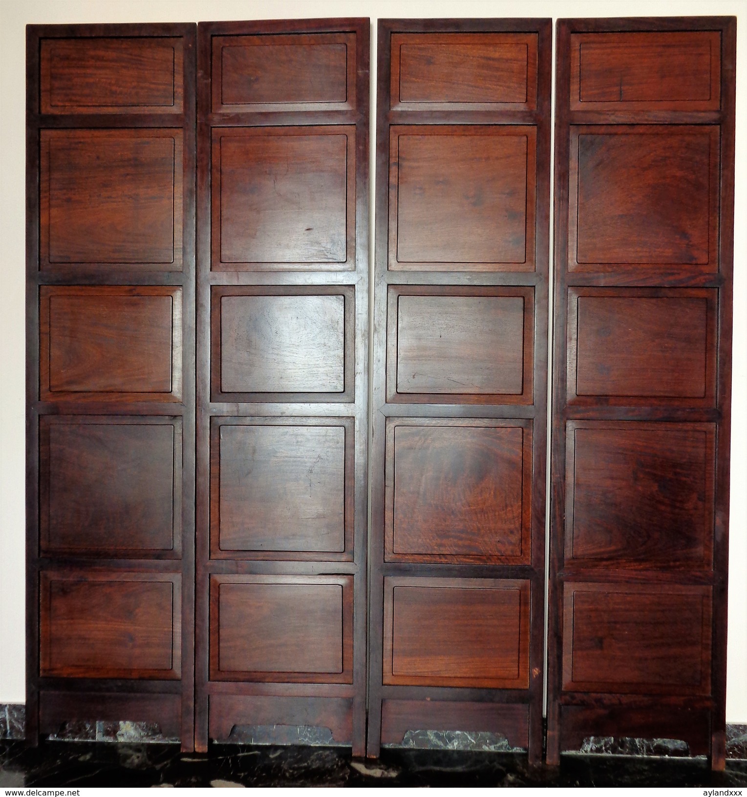 CINA (China): Fine Chinese panels screen made in hardwood (Rosewood ?)