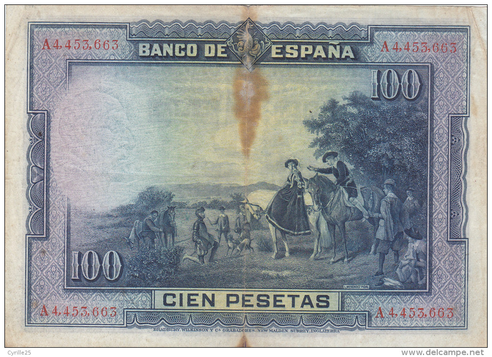 100 PESETAS 15-8-1928     A4.453.663 - 100 Pesetas