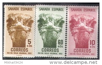 0368 ✅ Fauna Animals Birds 1952 Spain Colony Sahara Esp 3v Set VF MNH ** - Autres & Non Classés