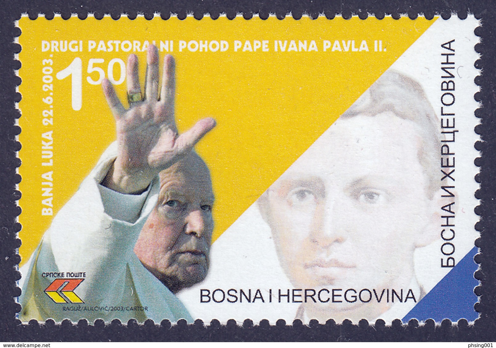 Bosnia Serbia 2003 Pope John Paul II, Joint Issue, Religion, Christianity, MNH - Joint Issues