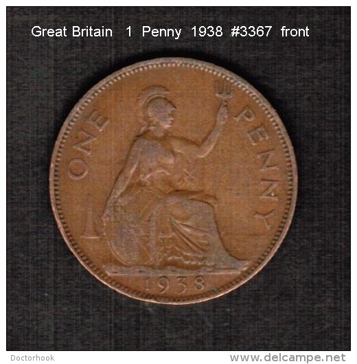 GREAT BRITAIN    1  PENNY   1938  (KM # 845) - D. 1 Penny