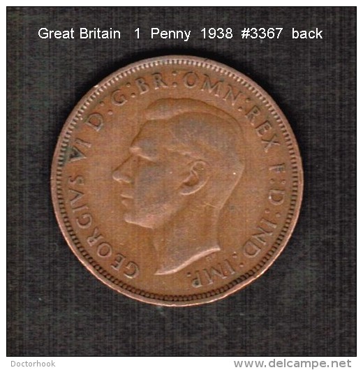 GREAT BRITAIN    1  PENNY   1938  (KM # 845) - D. 1 Penny