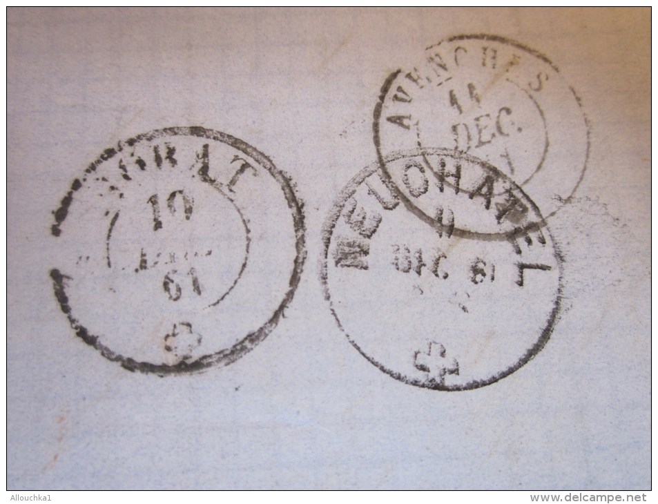 9 Déc 1861 Lettre (mignonnette)+Courrier De LOCLE  Suisse Helvetia-Pr Lamineur à Avenche (Taxe ) - Lettres & Documents