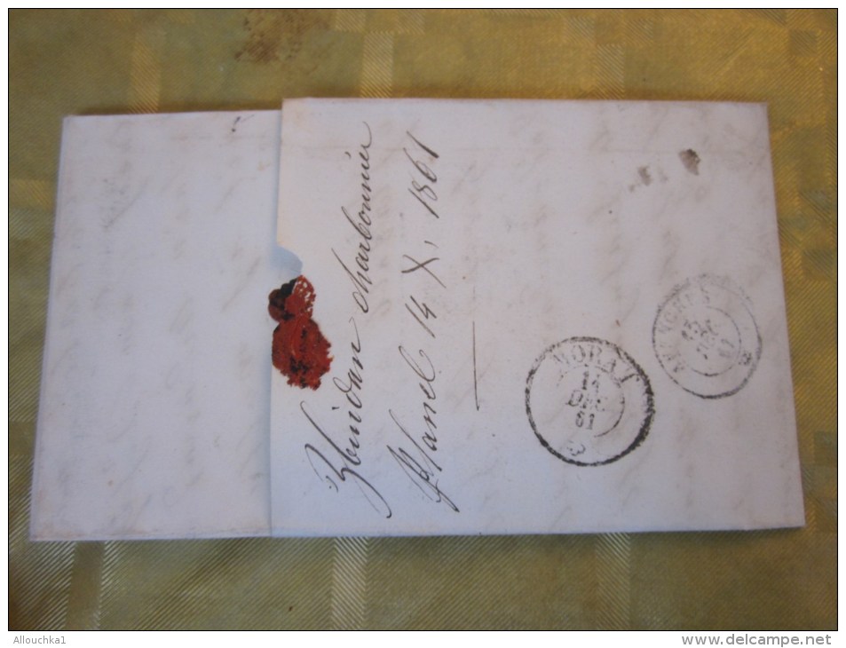 14/12/1861 Lettre (mignonnette) + Courrier Fribourg Suisse Helvetia-Pr Lamineur à Avenches (Taxe)+ Cachet De Cire - Lettres & Documents