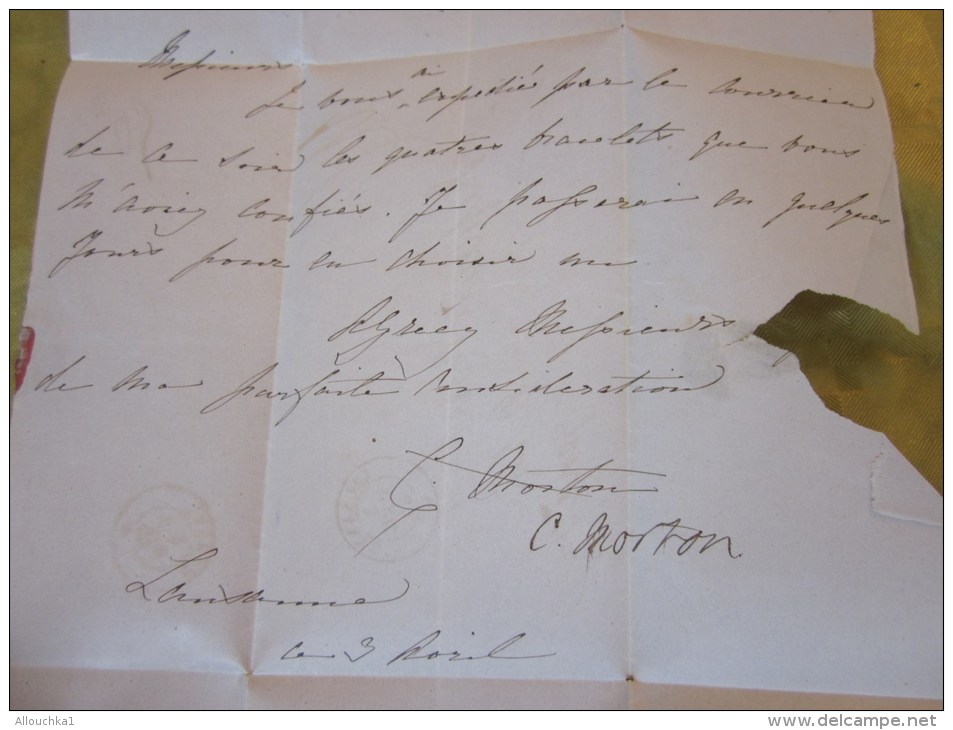 3 avril 1845 Lettre (mignonnette)+Courrier de Lausanne  Suisse Helvetia-Pr Genève cachet CAD rouge(Taxe)+ cachet de cire