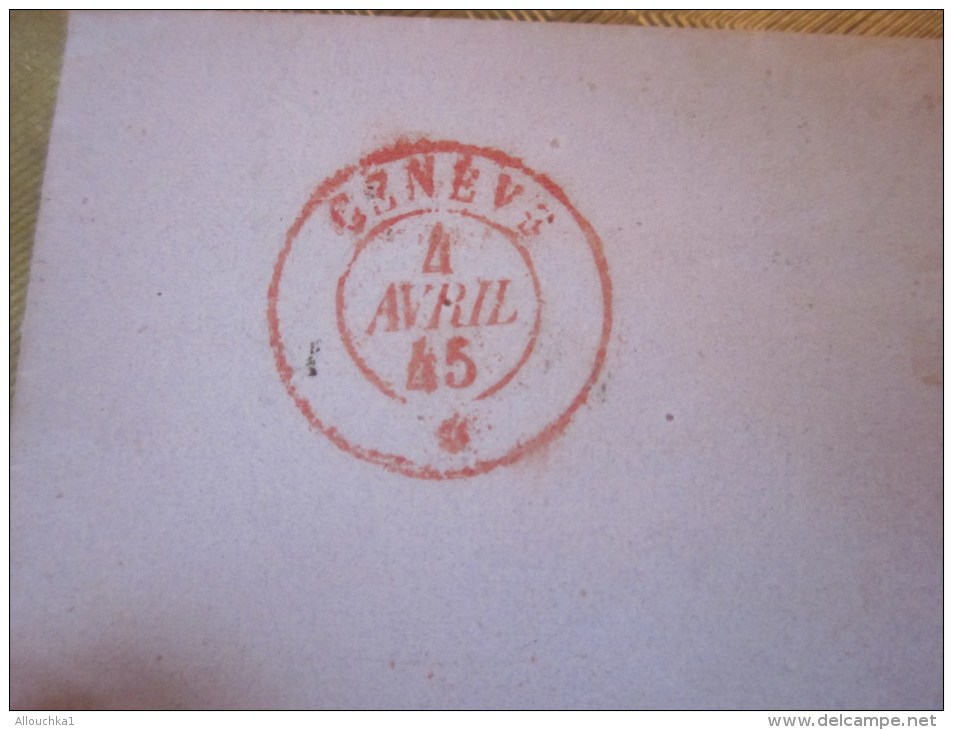 3 avril 1845 Lettre (mignonnette)+Courrier de Lausanne  Suisse Helvetia-Pr Genève cachet CAD rouge(Taxe)+ cachet de cire