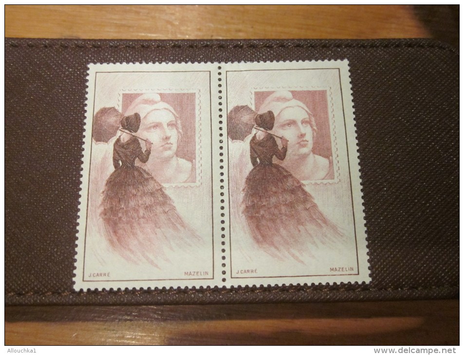 2 Vignette ** Marianne De Gandon  Donnée(une Seule)avec Billet D'entrée à L'exposition Philatélique De 1948 érinnophilie - Briefmarkenmessen