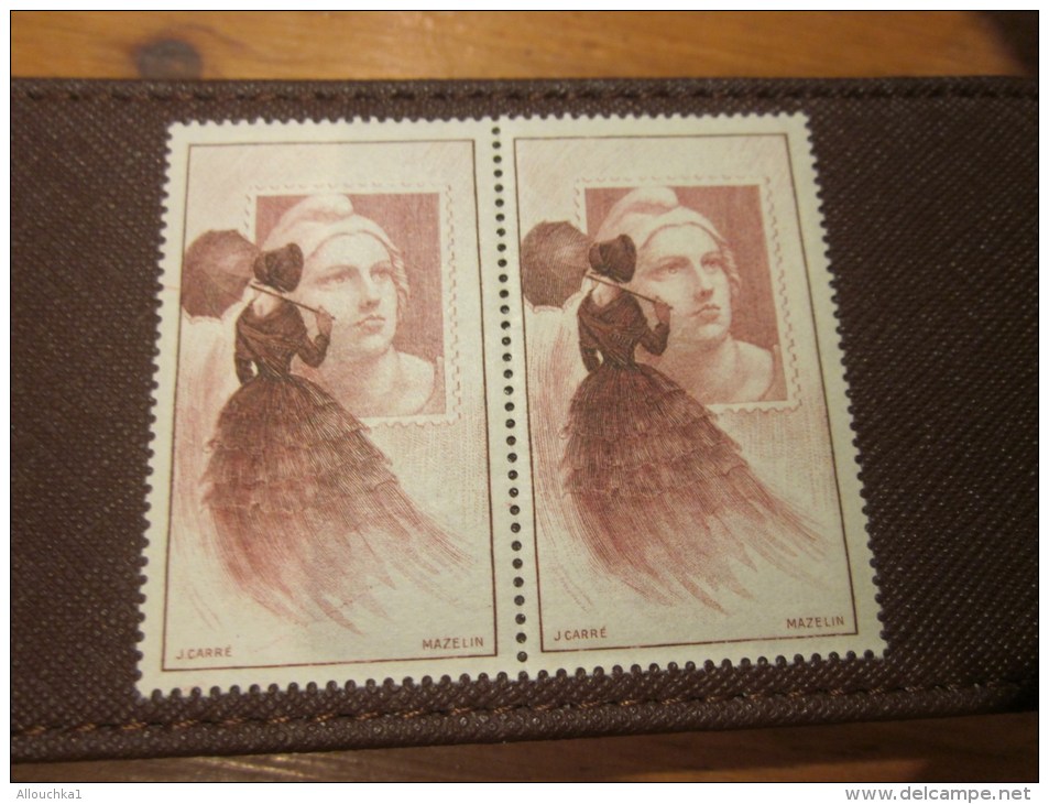 2 Vignette ** Marianne De Gandon  Donnée(une Seule)avec Billet D'entrée à L'exposition Philatélique De 1948 érinnophilie - Philatelic Fairs