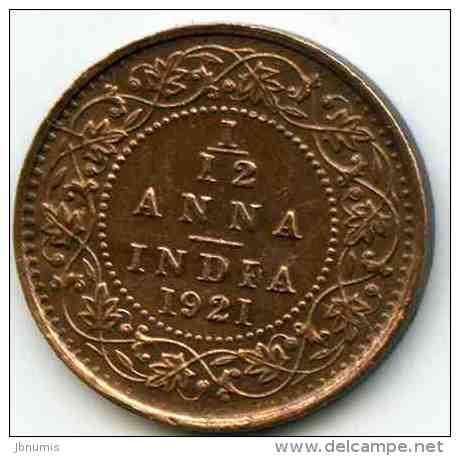 Inde India 1/12 Anna 1921 KM 509 - Inde