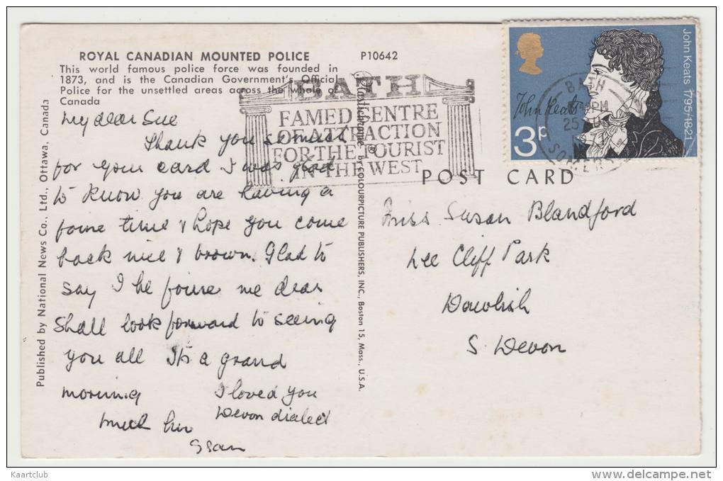 ROYAL CANADIAN MOUNTED POLICE  (1971) - Canada - Policeman On Horse - Politie-Rijkswacht