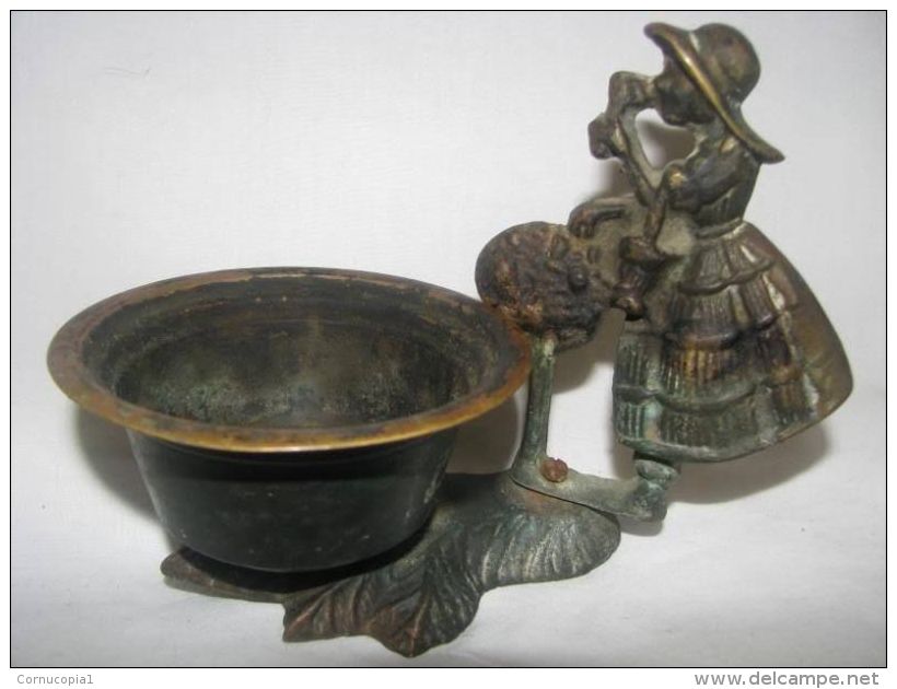 \""Little Red Riding Hood\" Brass Figurine & Dish ISRAEL - Bronzes